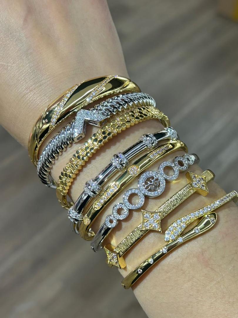 Gold-Plated Zirconia Bangles