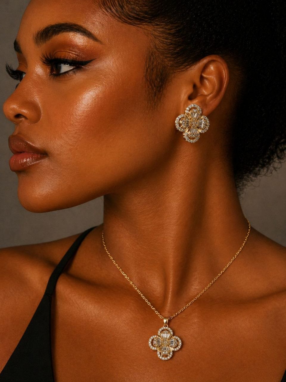 Simple 2pcs Zirconia Jewelry Set