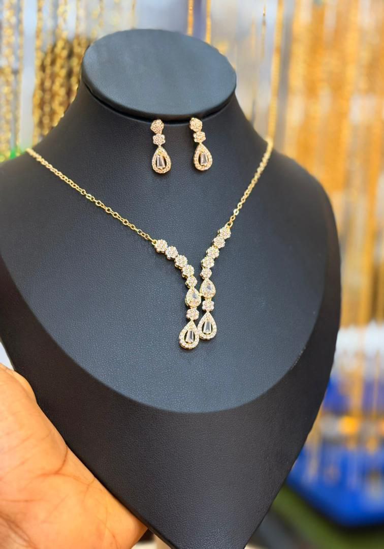 Simple 2pcs Zirconia Jewelry Set