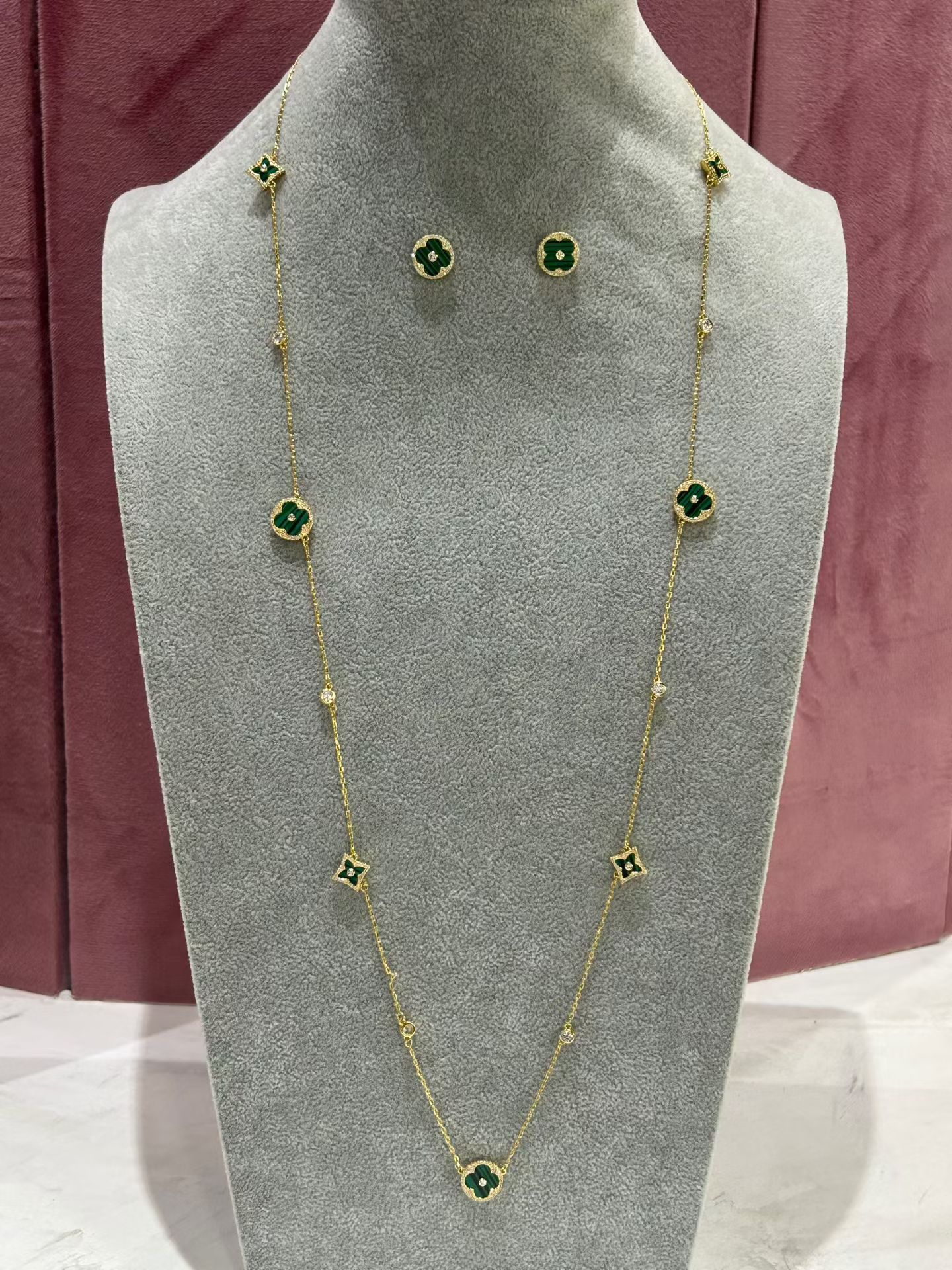 Luxury Long Necklace with Earrings